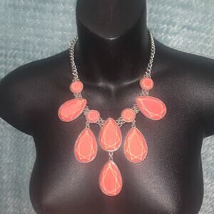 Charming Charlies Coral Teardrop Necklace, Adjustable